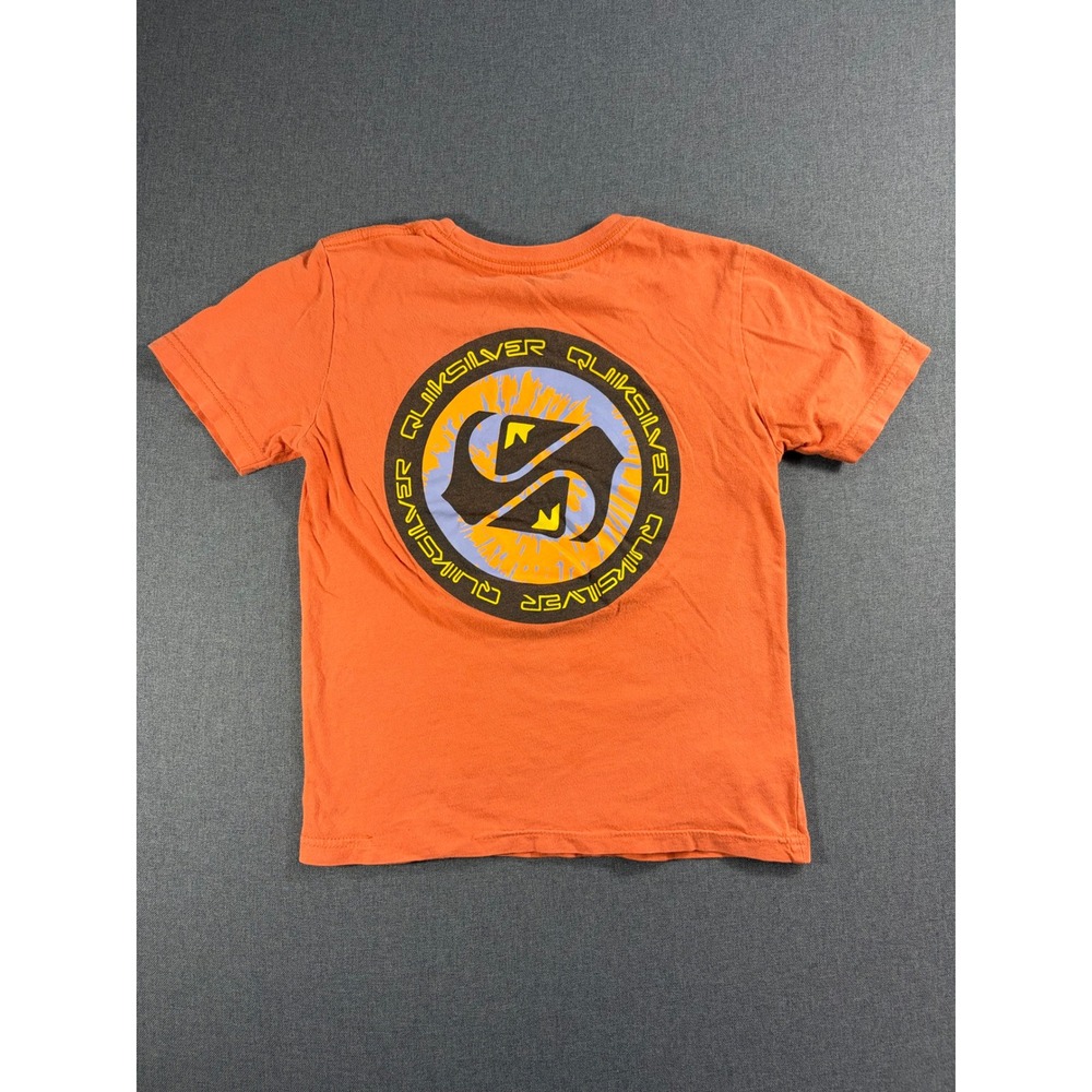 Quiksilver Boys Orange Graphic Logo Short Sleeve T-Shirt Size Small S Cotton